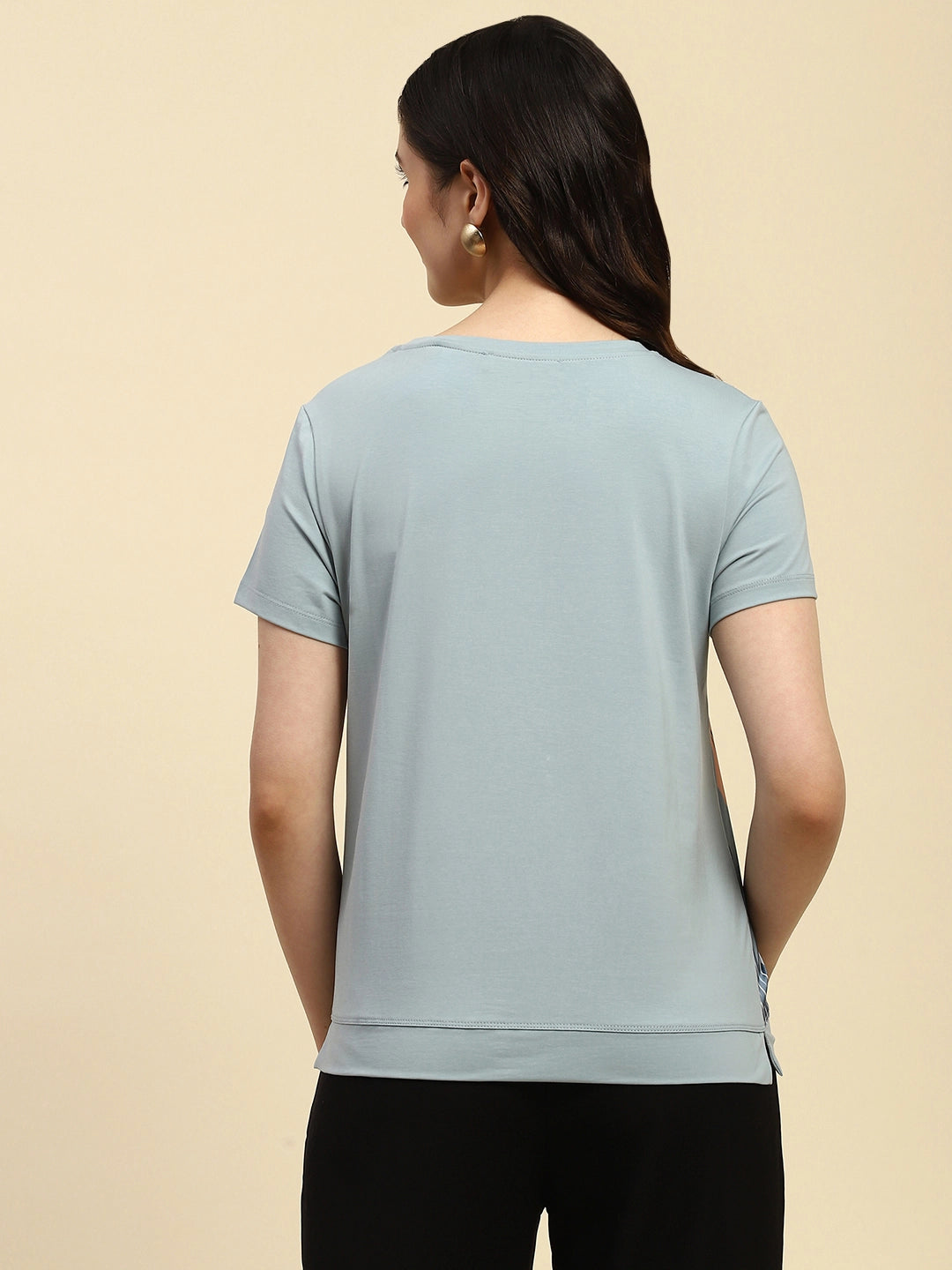 Blue Graphic Cotton Blend Top - Global Republic