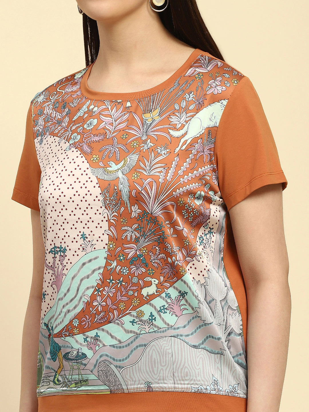 Brown Graphic Cotton Top - Global Republic