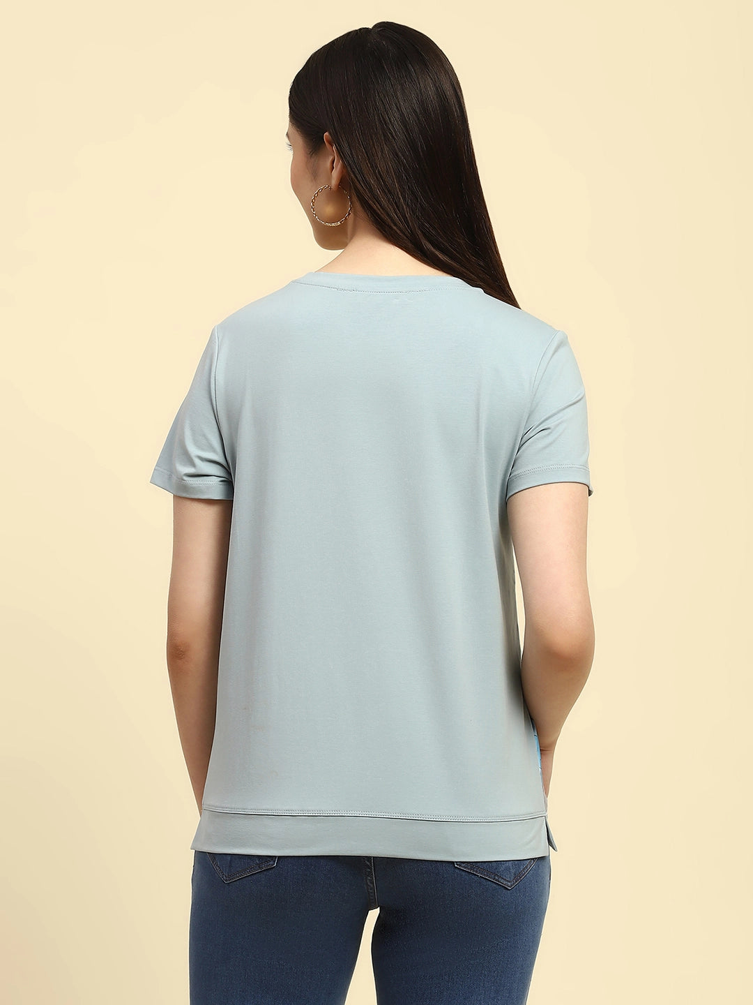 Dusty Blue Graphic Cotton Top - Global Republic