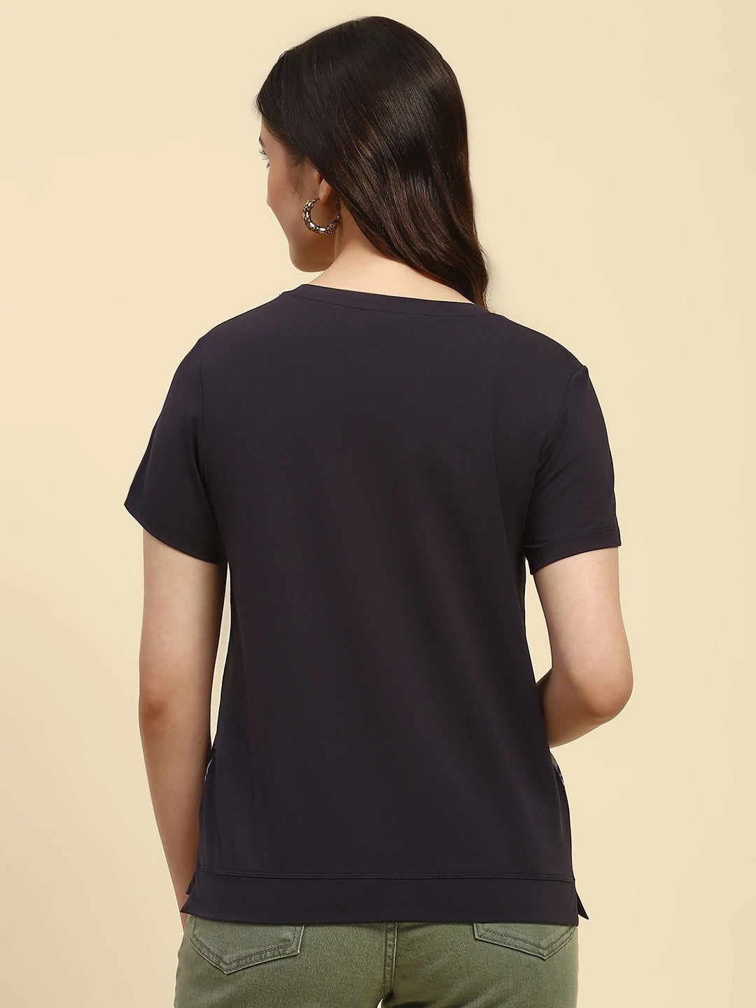 Navy Graphic Print Cotton Top - Global Republic