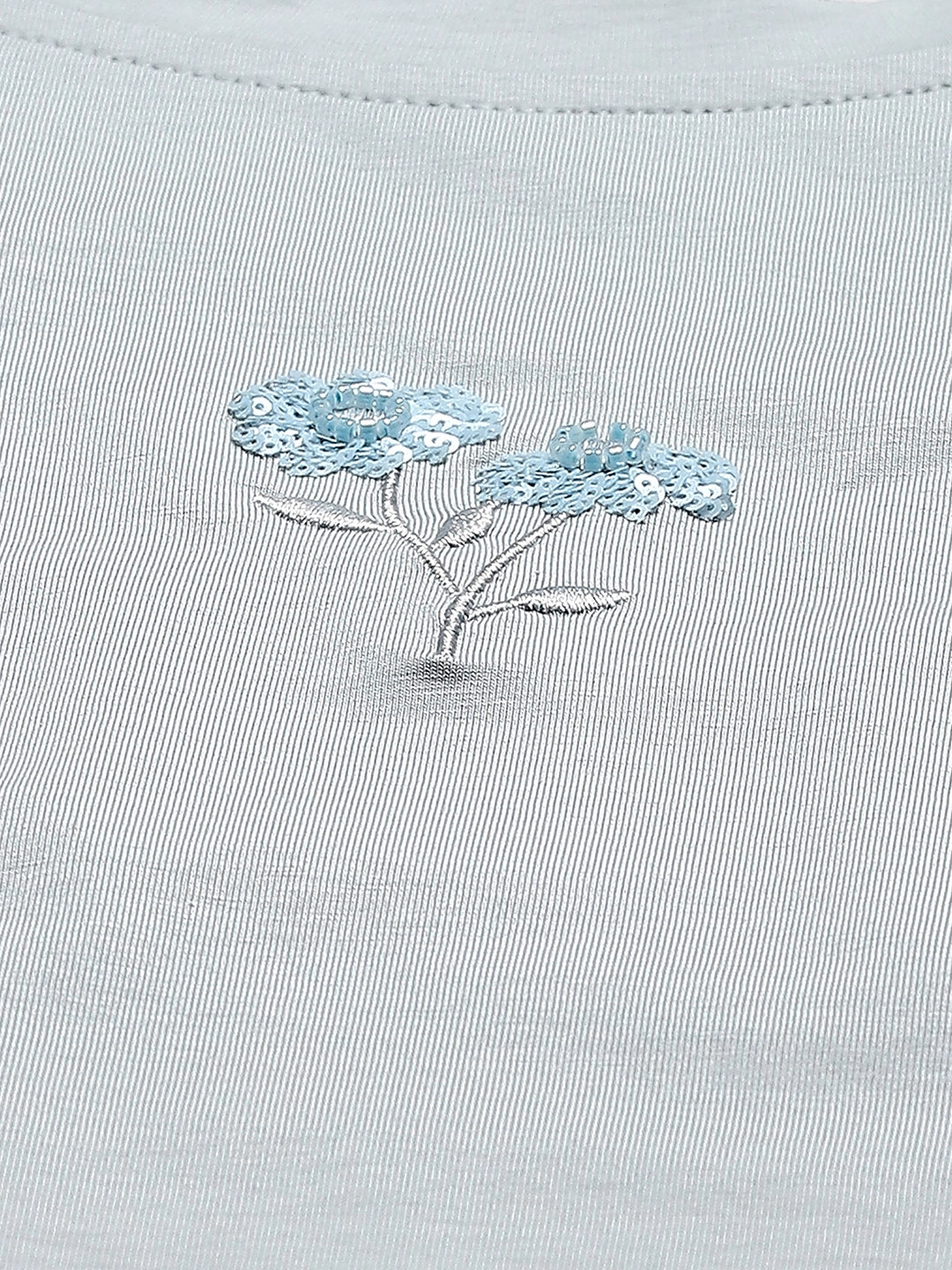 Dusty Blue Cotton Embroidered Top - Global Republic