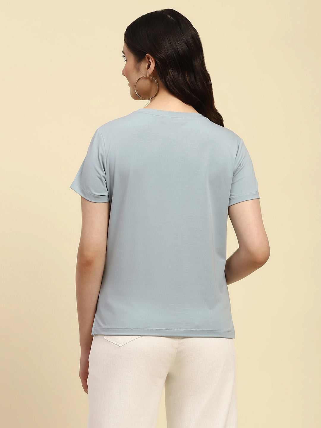Dusty Blue Cotton Embroidered Top - Global Republic