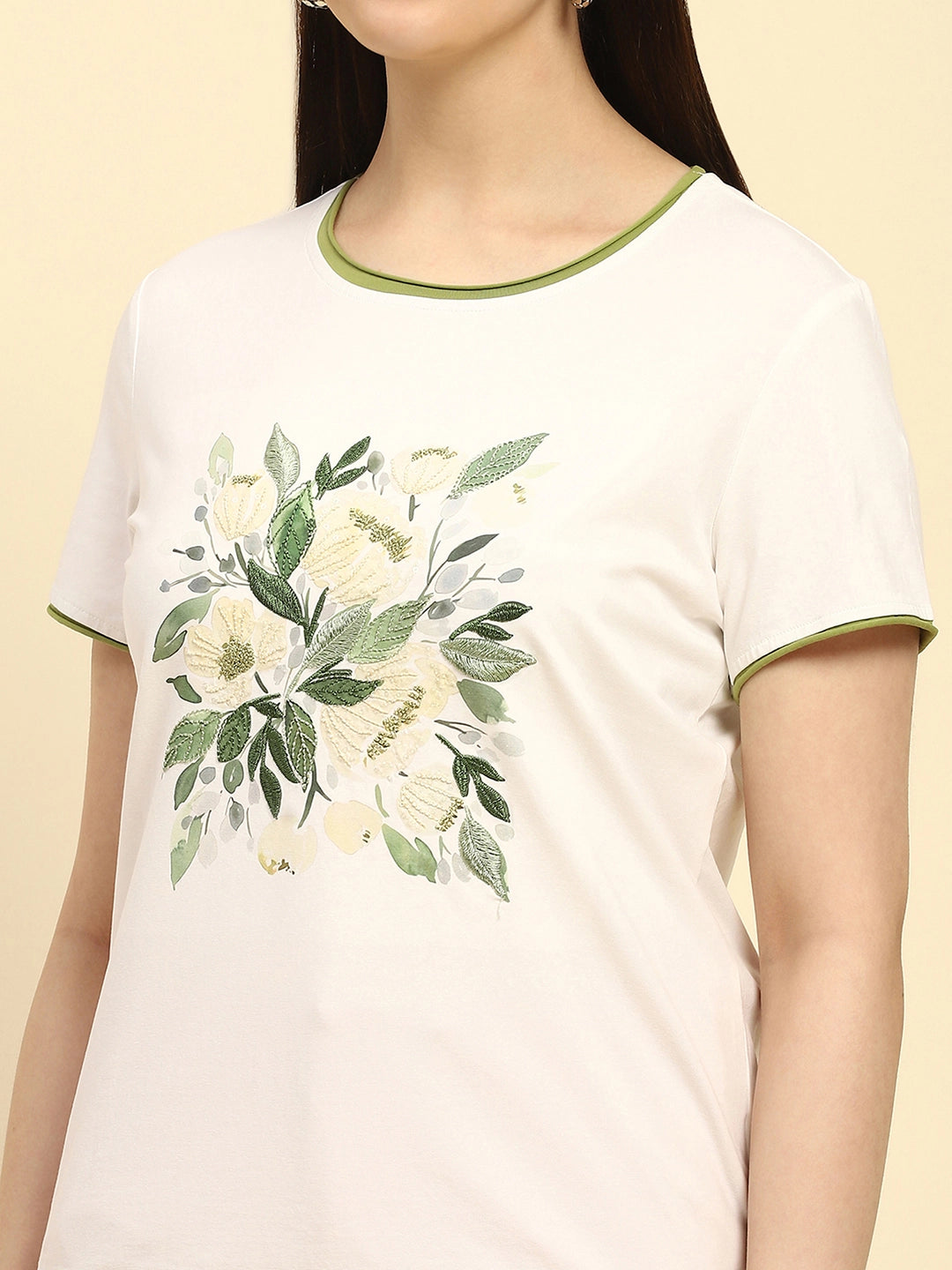 Cream Embroidered Cotton Top - Global Republic