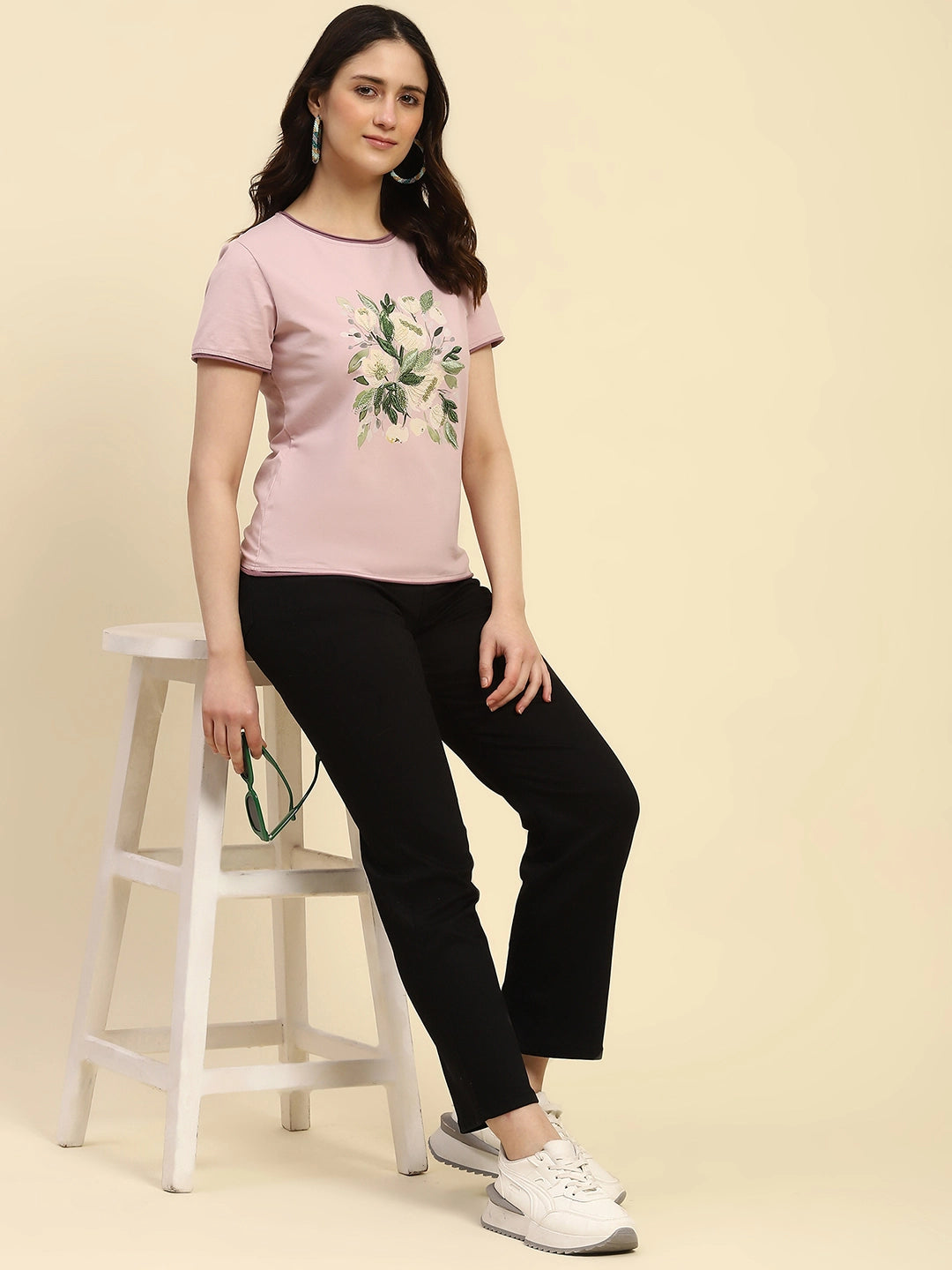 Mauve Embroidered Cotton Top - Global Republic