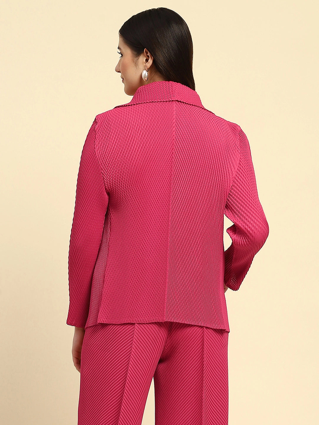 Hot Pink Pleated Loose Shrug - Global Republic