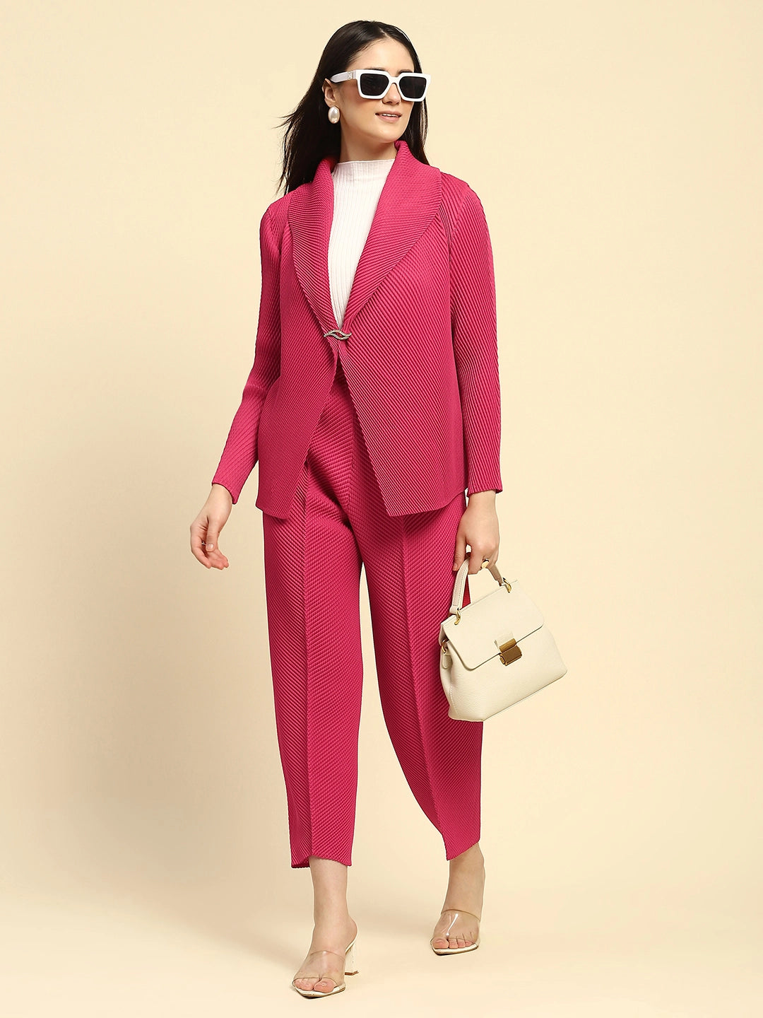 Hot Pink Pleated Loose Lower - Global Republic