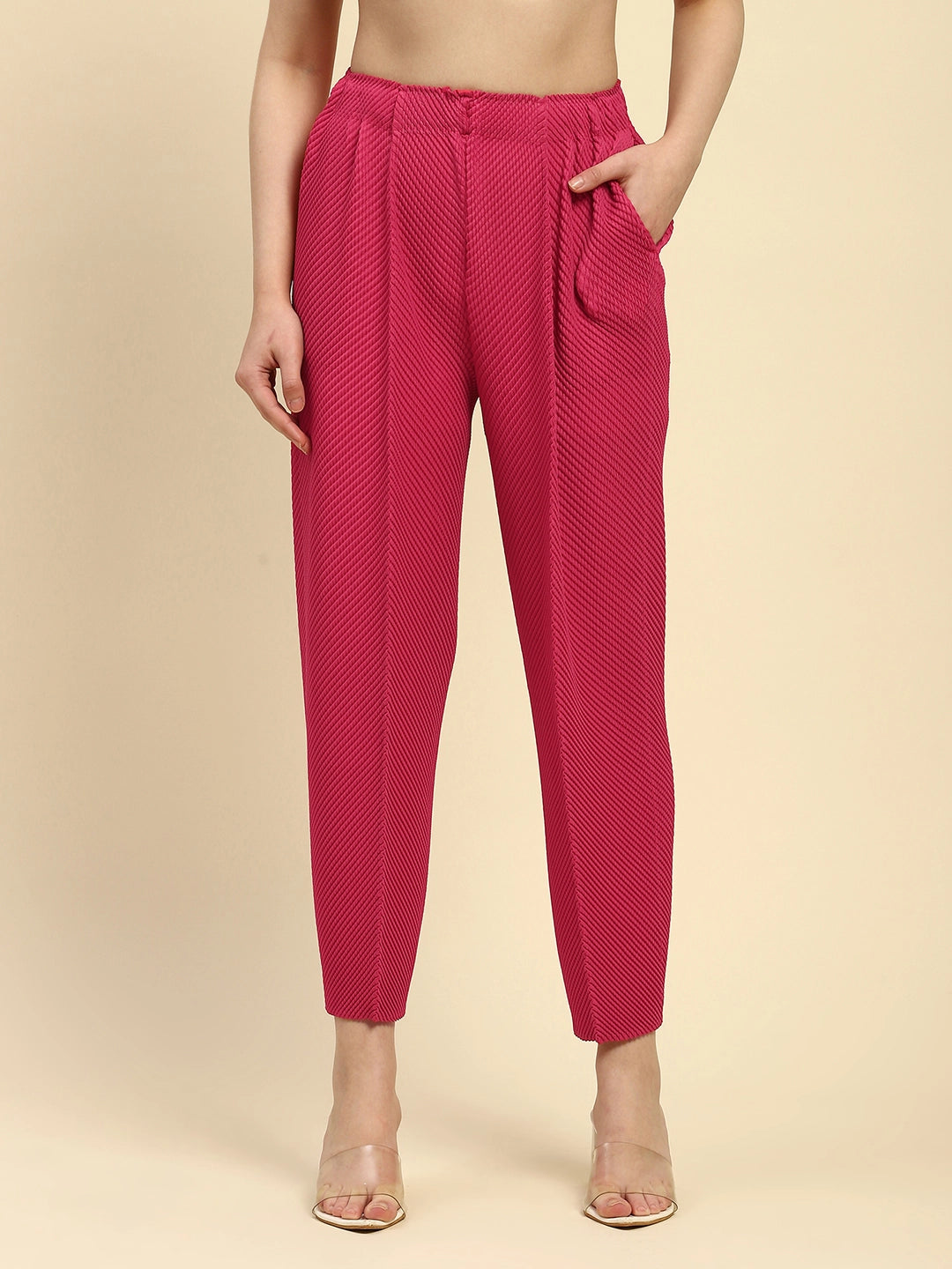 Hot Pink Pleated Loose Lower - Global Republic