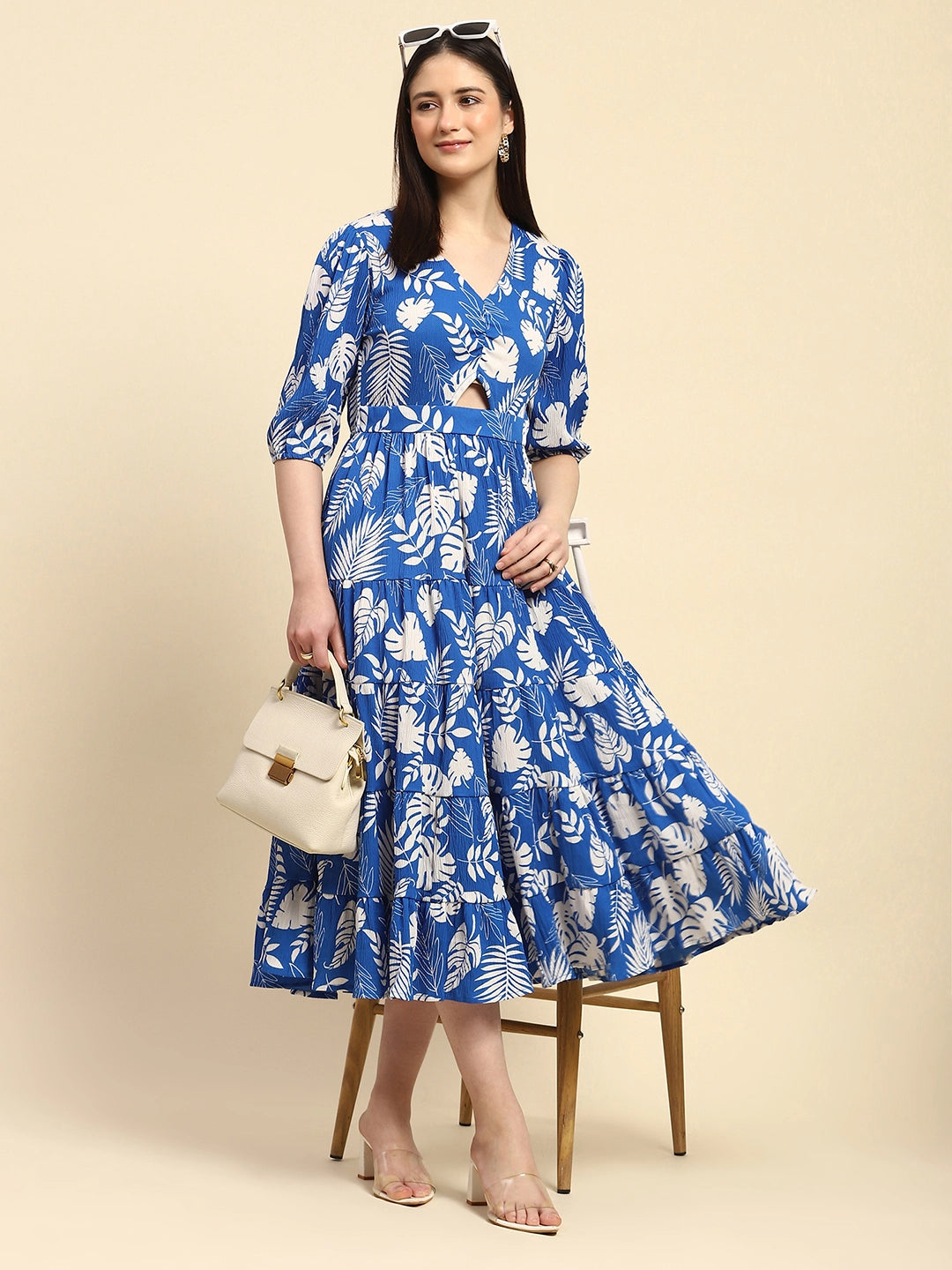 Tropical Print Fit & Flare Dress - Global Republic