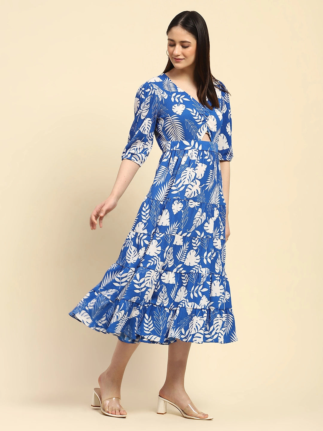 Tropical Print Fit & Flare Dress - Global Republic