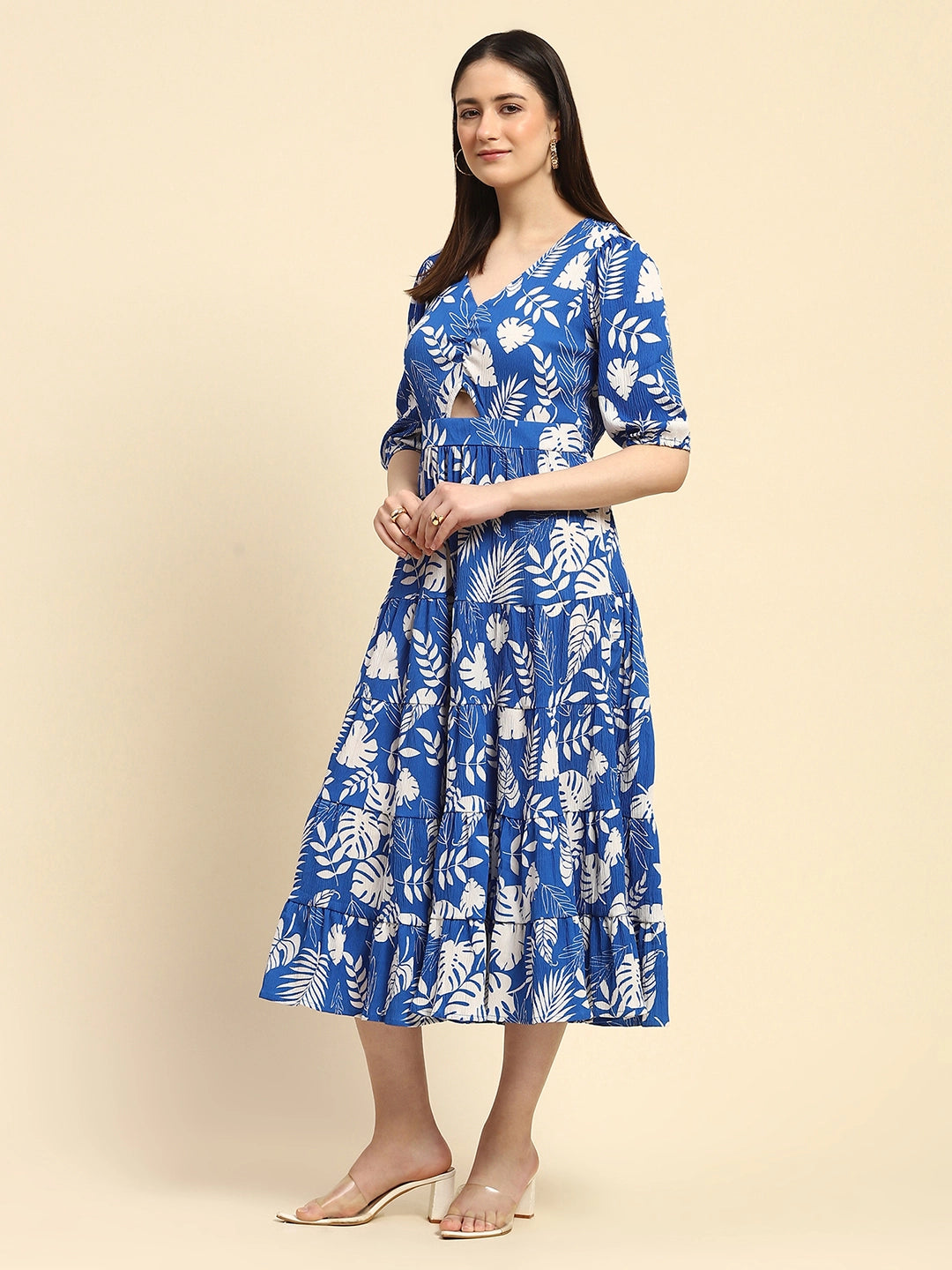 Tropical Print Fit & Flare Dress - Global Republic