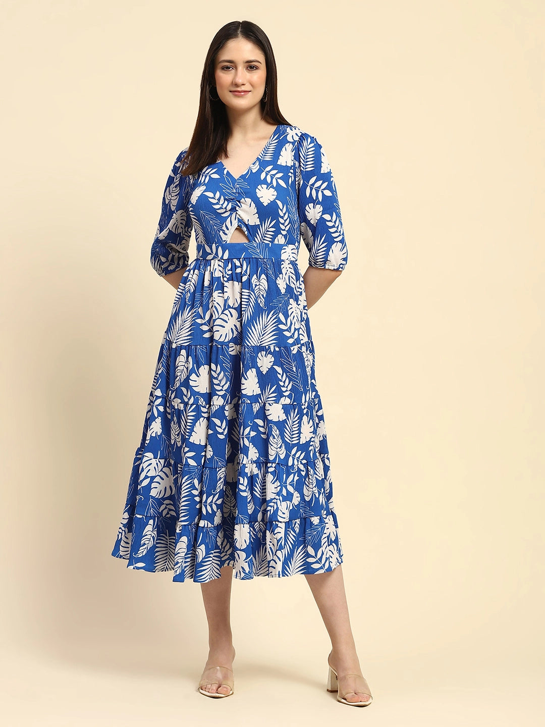 Tropical Print Fit & Flare Dress - Global Republic