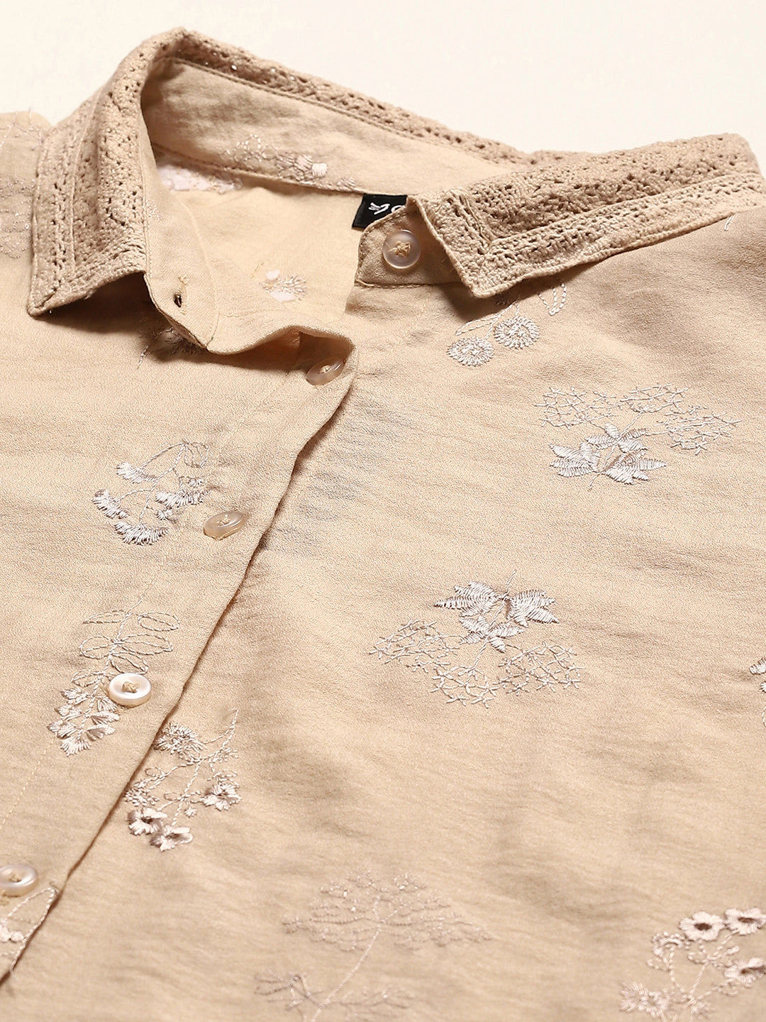 Beige Embroidered Shirt - Global Republic