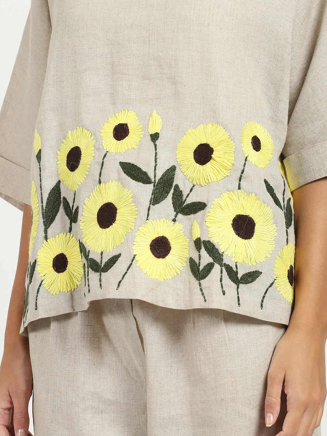 Floral Embroidered Linen Loose Top - Global Republic