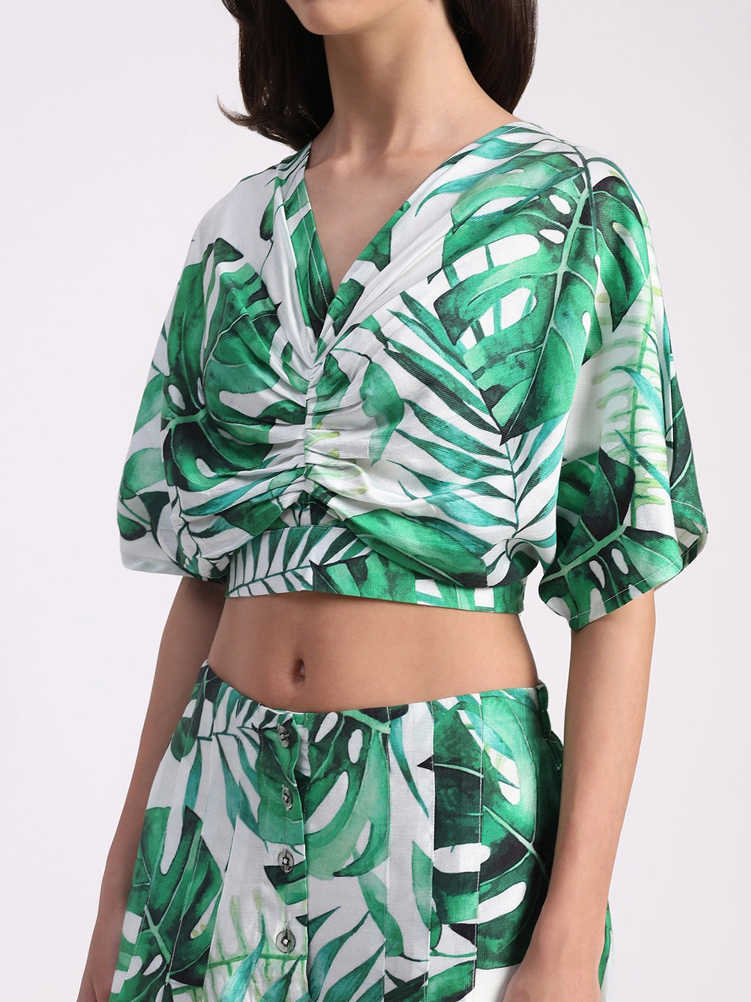 Tropical Crop Top & Wide-Leg Pant Set - Global Republic