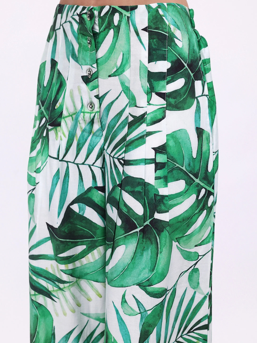 Tropical Crop Top & Wide-Leg Pant Set - Global Republic