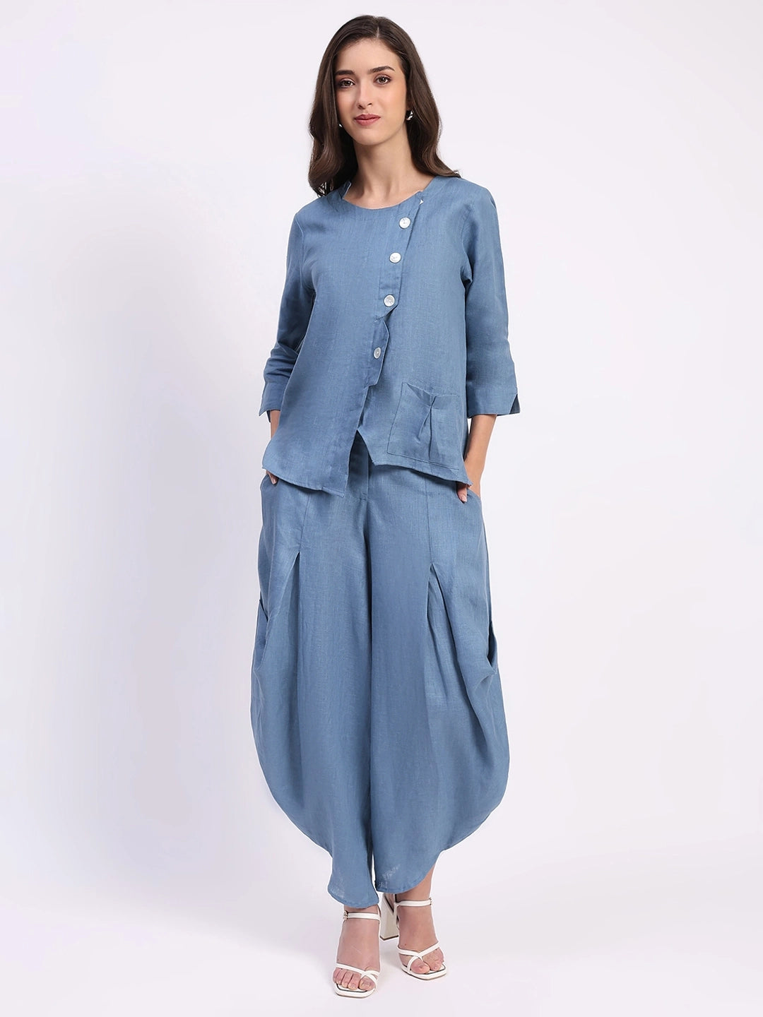 Blue Linen Co-ord Set - Global Republic