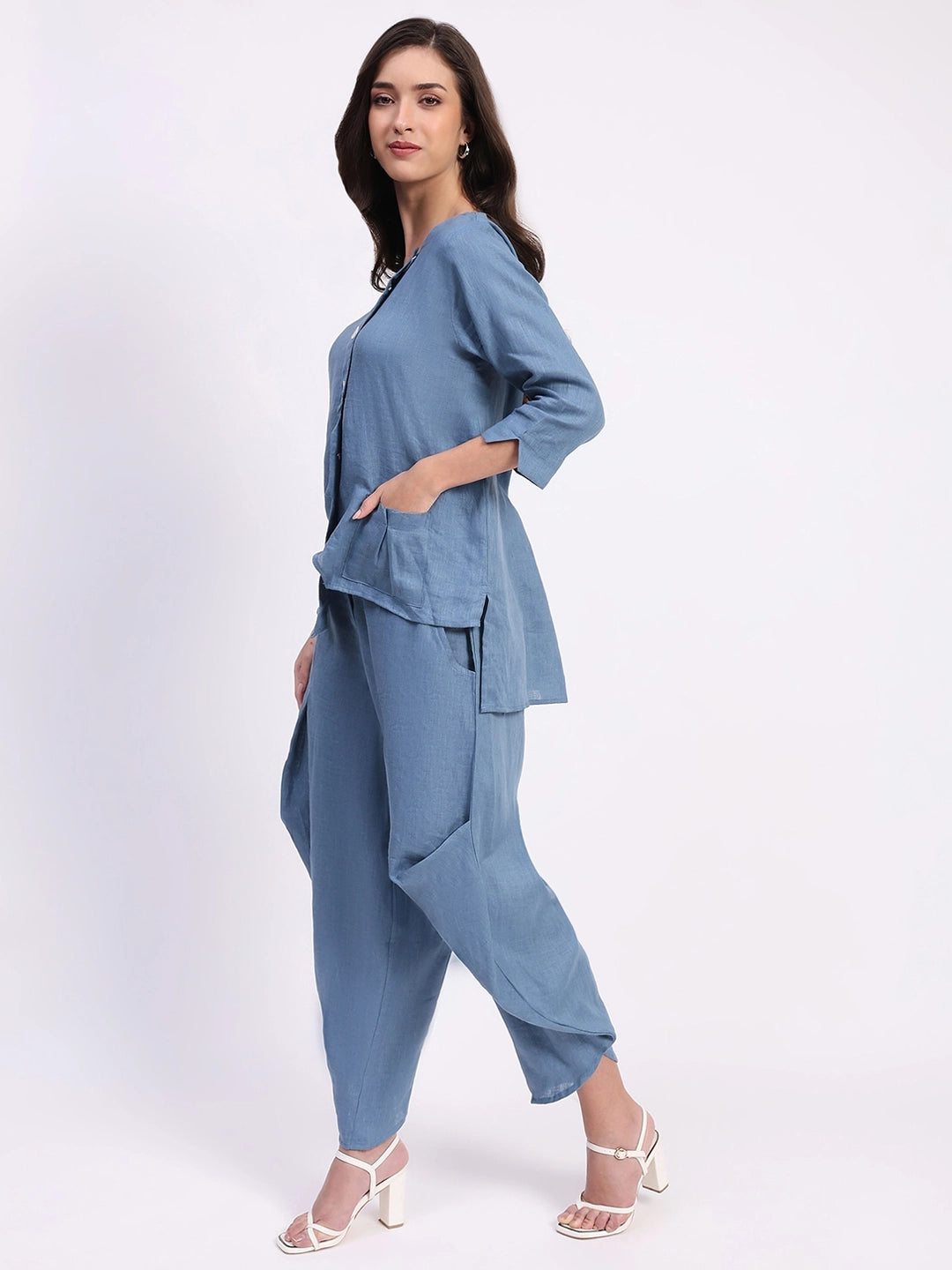 Blue Linen Co-ord Set - Global Republic