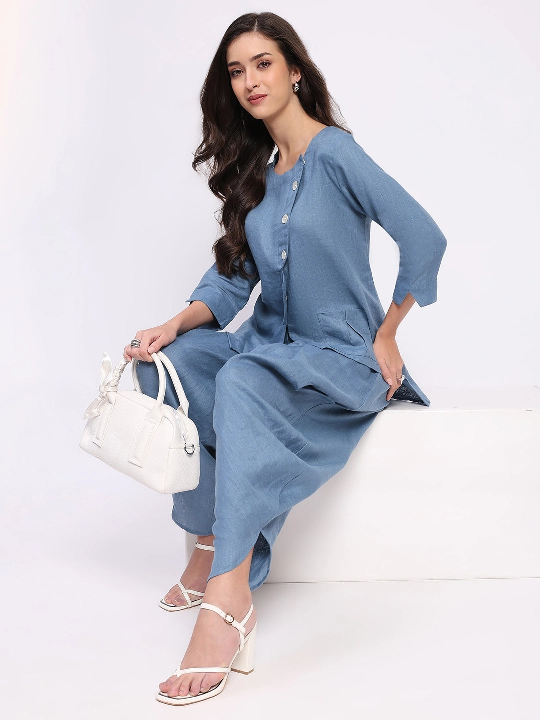 Blue Linen Co-ord Set - Global Republic