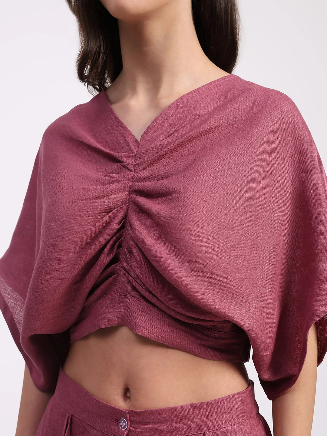 Linen Top with Wide-Leg Panel Bottom - Global Republic