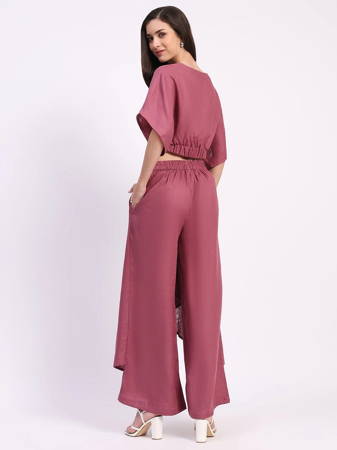 Linen Top with Wide-Leg Panel Bottom - Global Republic