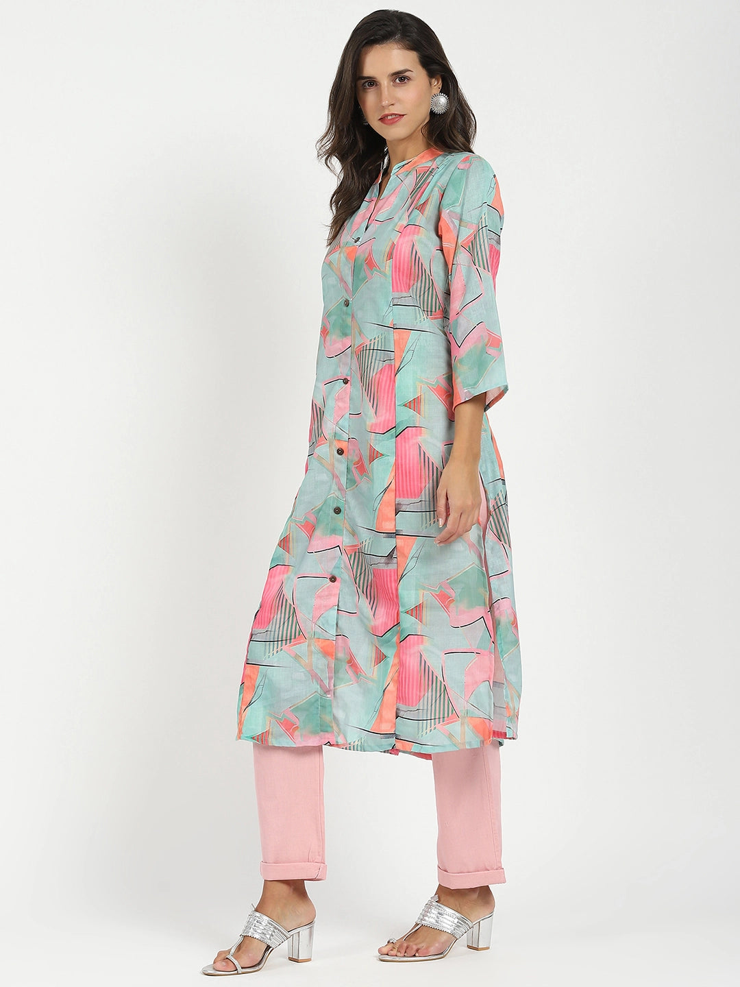 Multicolor Abstract Print Muslin Kurta - Global Republic