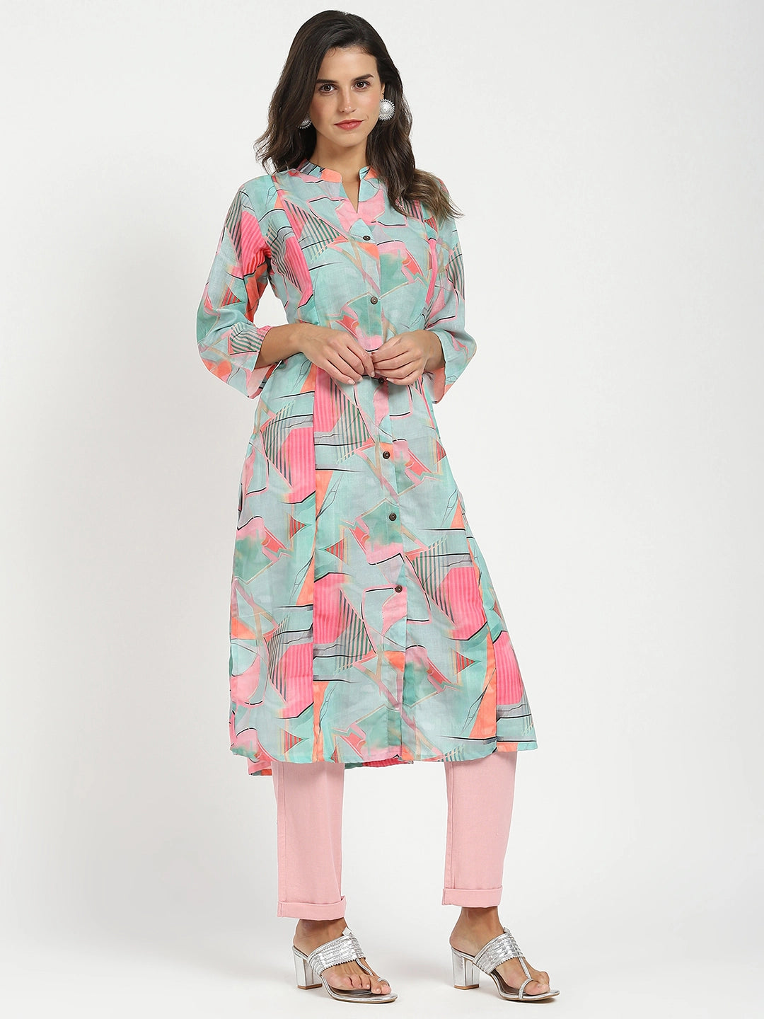 Multicolor Abstract Print Muslin Kurta - Global Republic