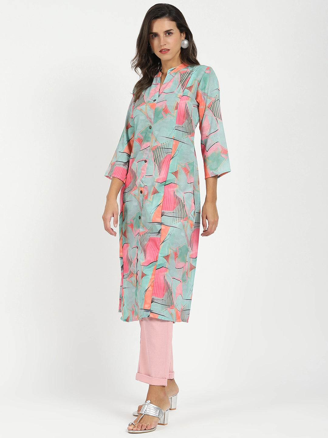 Multicolor Abstract Print Muslin Kurta - Global Republic
