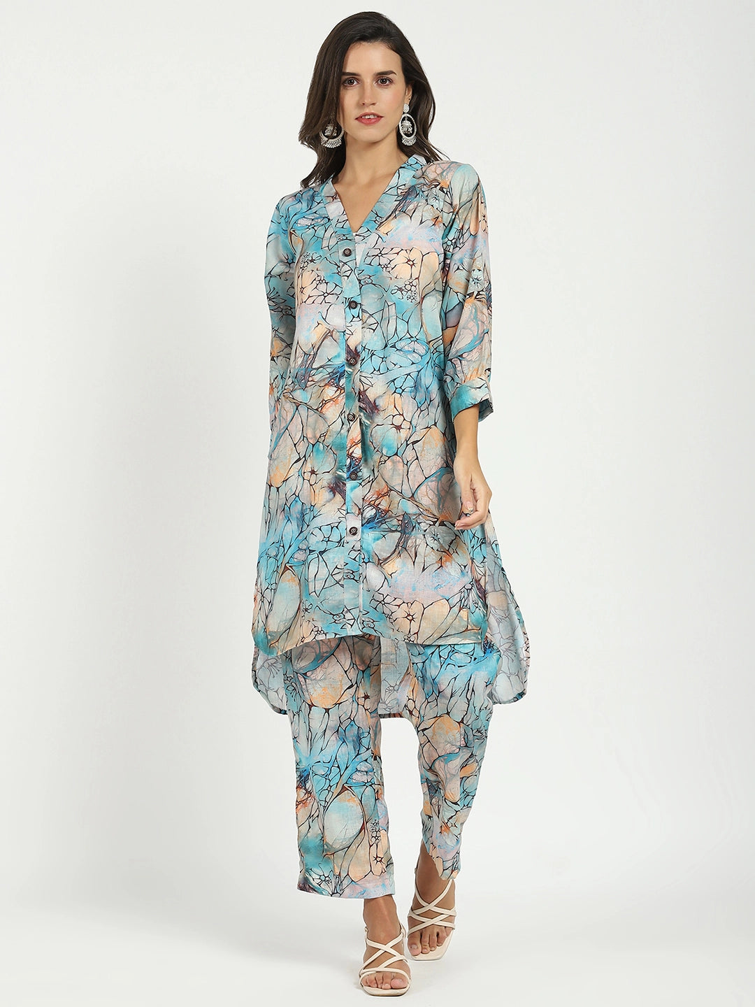 Multicolored Abstract Rayon Kurta Set - Global Republic
