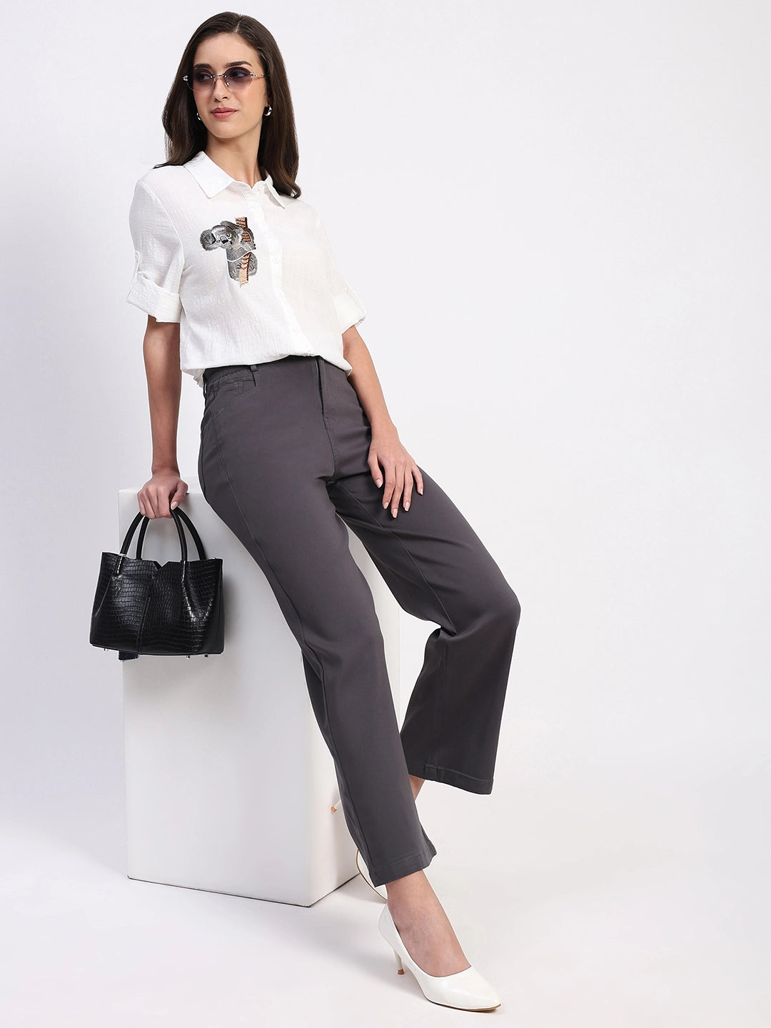 White Koala Embroidered Cotton Shirt - Global Republic