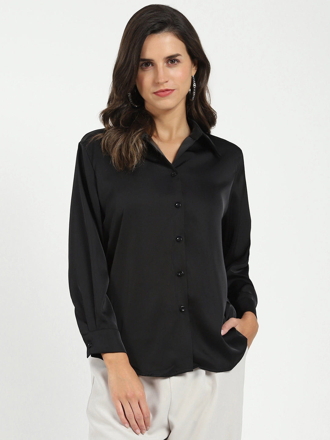 Black Satin Formal Shirt - Global Republic