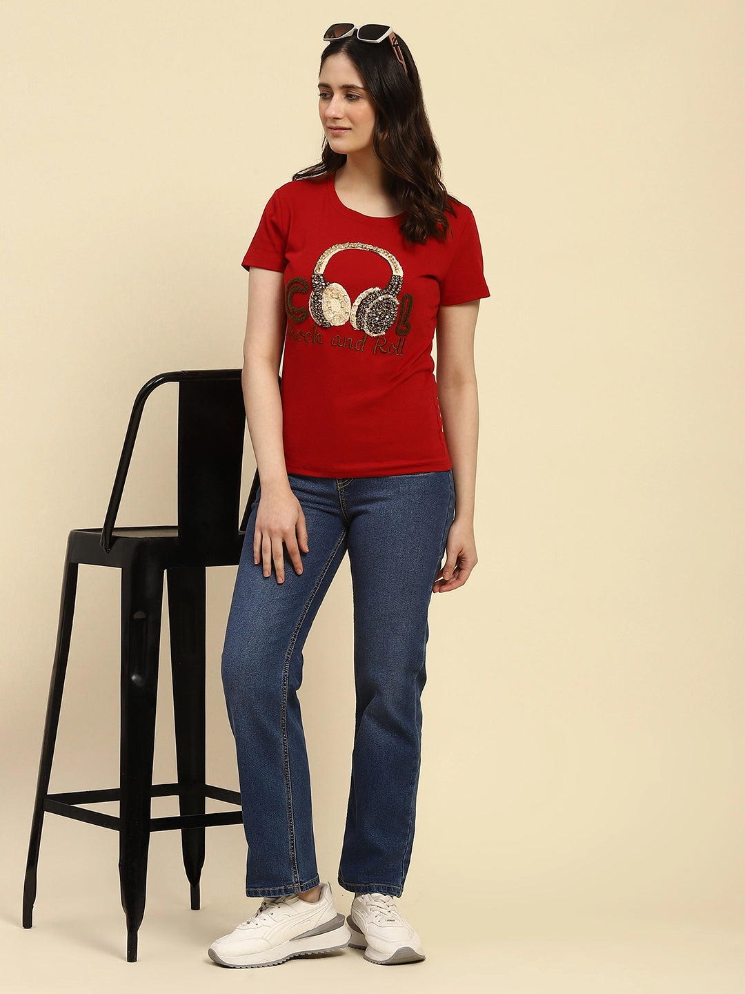 Blue Cotton Blend Straight Jeans - Global Republic