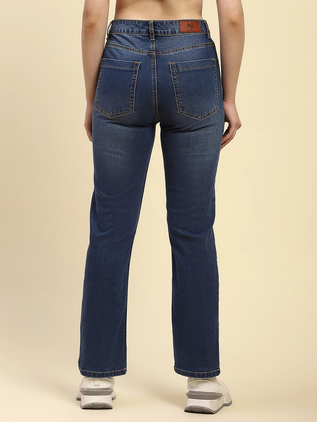 Blue Cotton Blend Straight Jeans - Global Republic