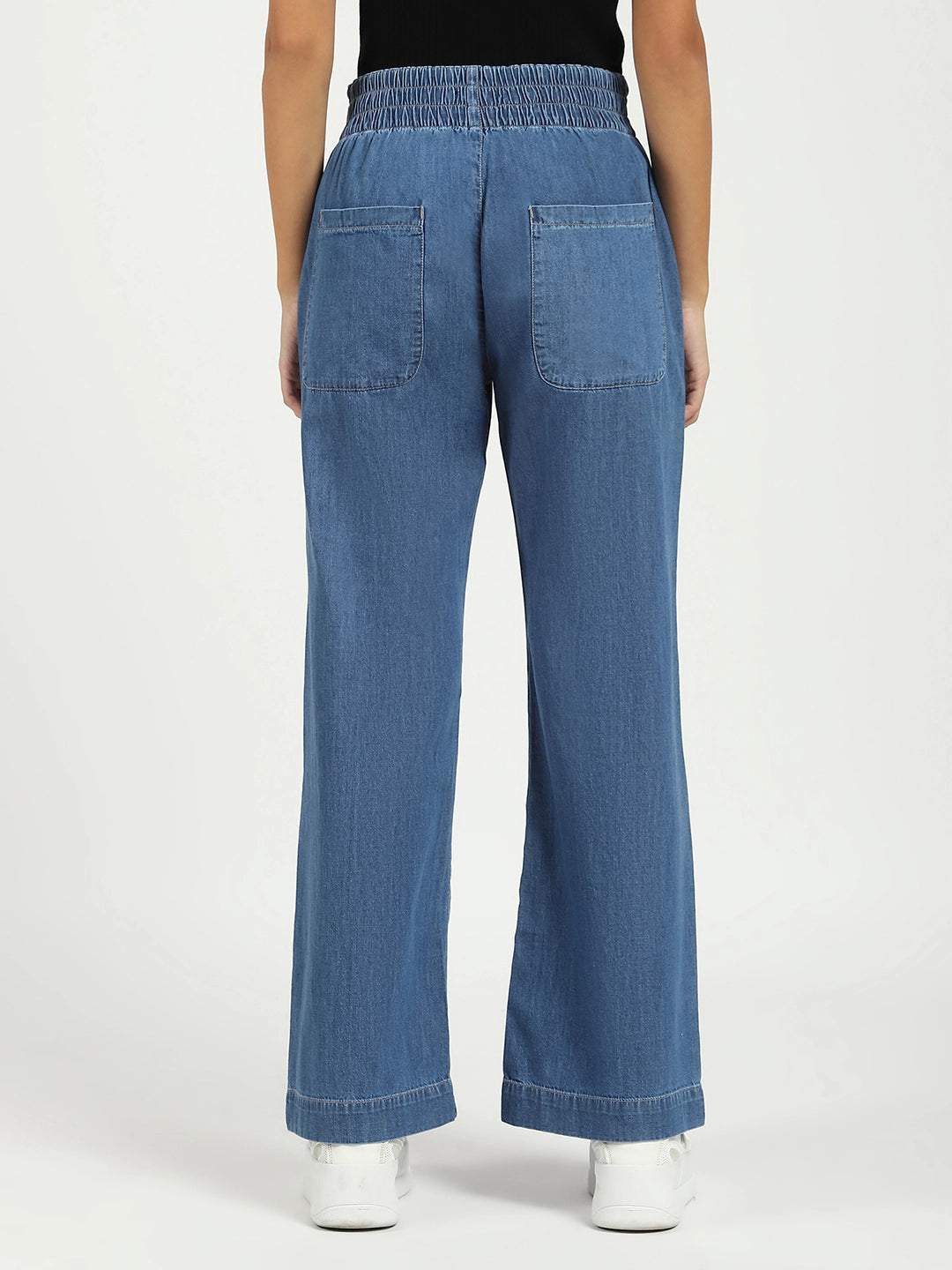 Blue Solid Cotton Blend Lower - Global Republic