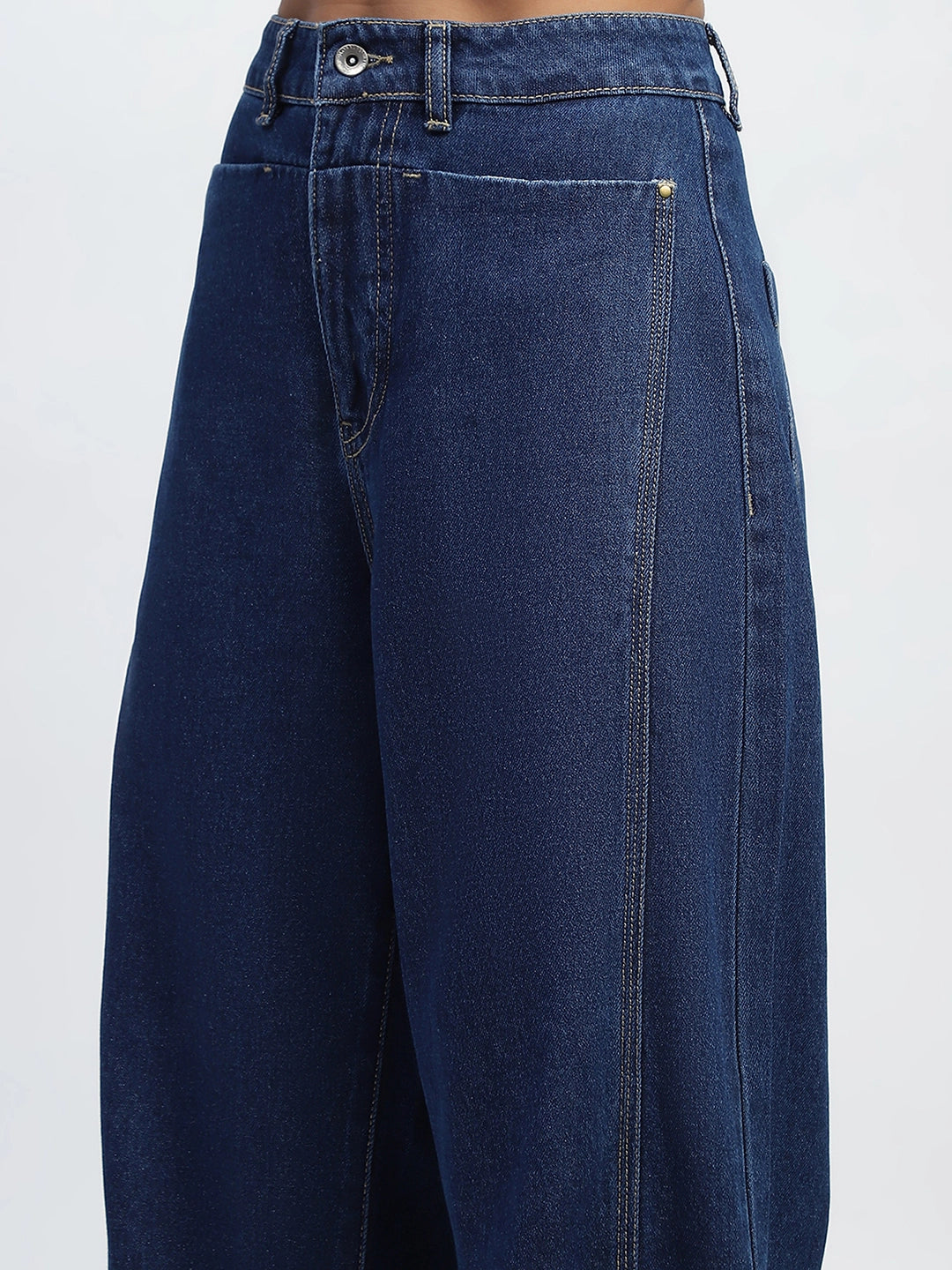 Blue Cotton Blend Boyfriend Jeans - Global Republic