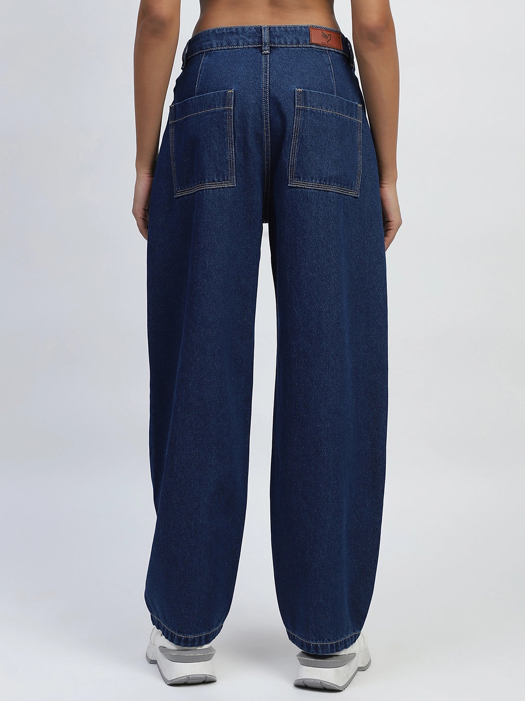 Blue Cotton Blend Boyfriend Jeans - Global Republic