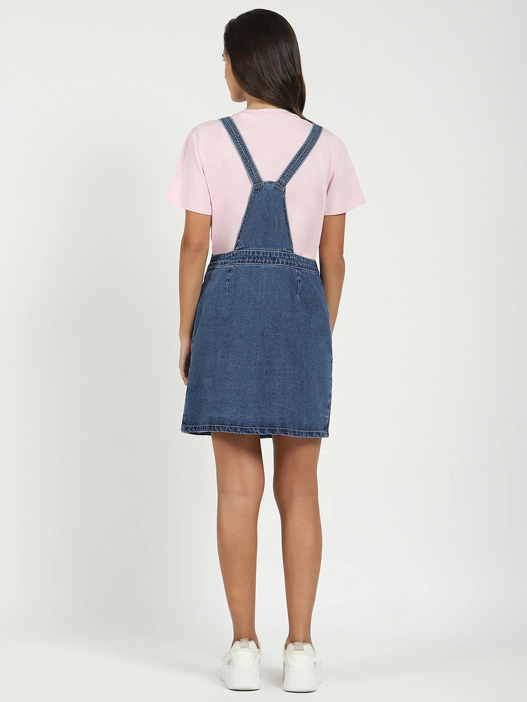 Blue Solid Cotton Blend Dungaree - Global Republic