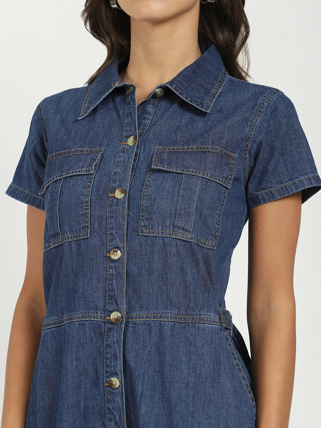 Dark Blue Cotton Blend Jumpsuit - Global Republic