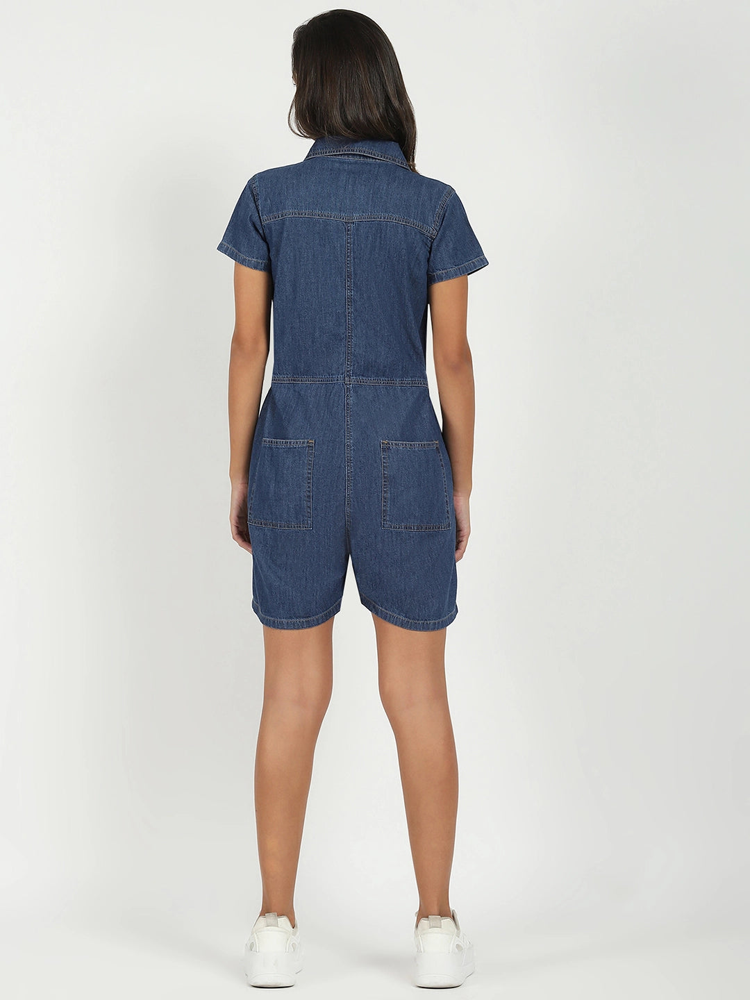 Dark Blue Cotton Blend Jumpsuit - Global Republic