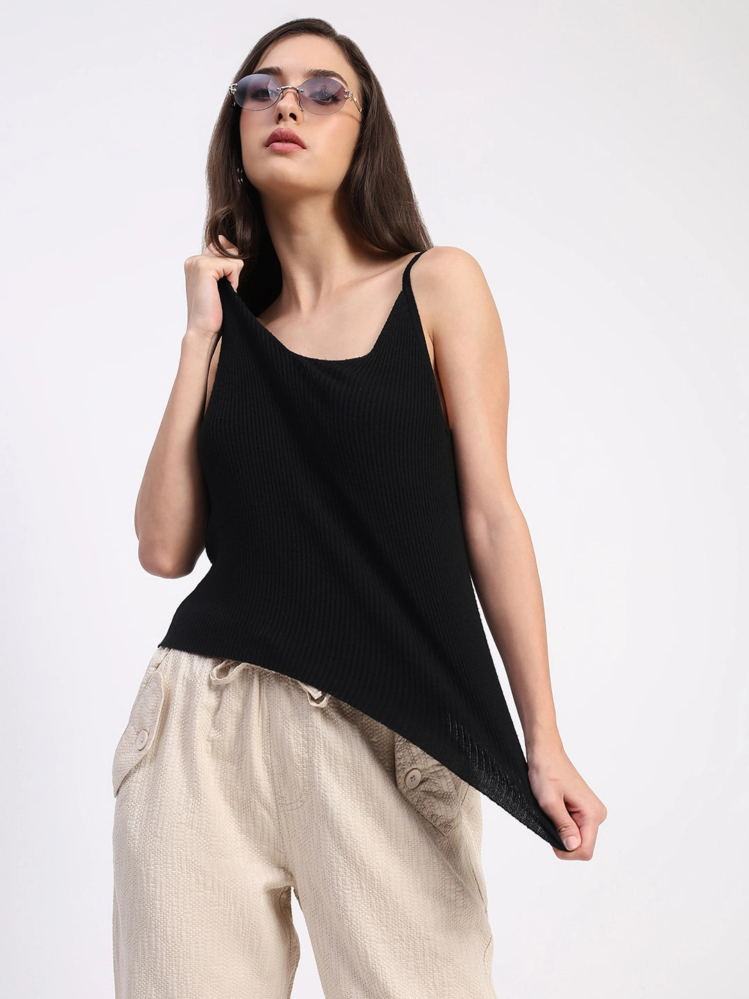 Beige Embroidered Cotton Ankle Lower - Global Republic