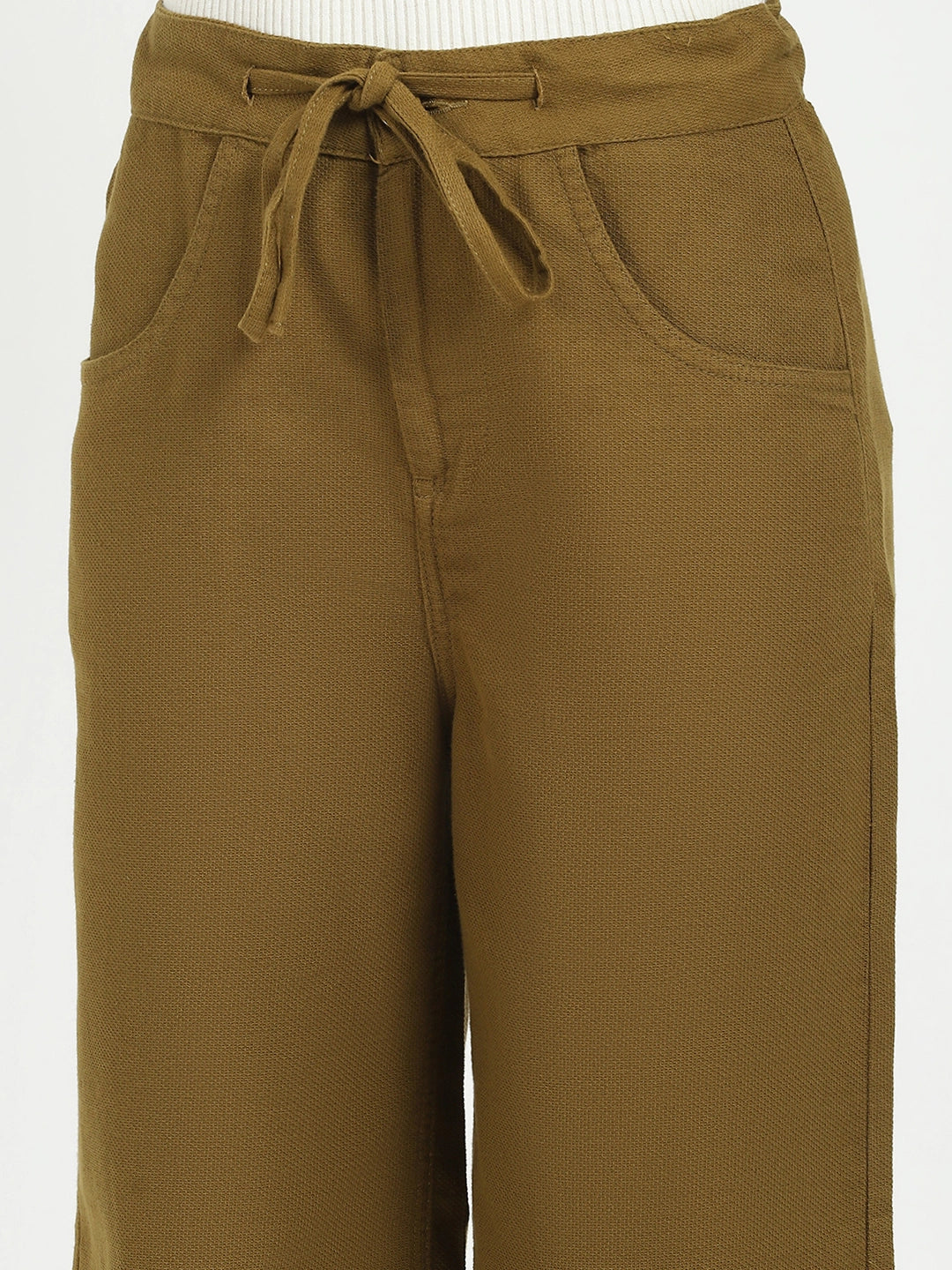 Olive Cotton Relaxed Fit Culottes - Global Republic
