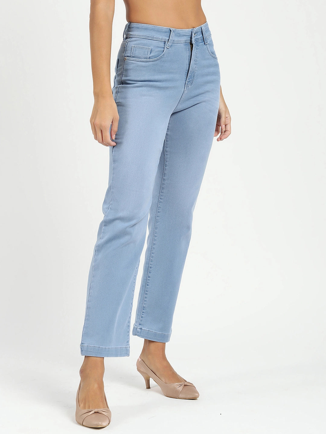 Blue High Waist Straight Jeans - Global Republic