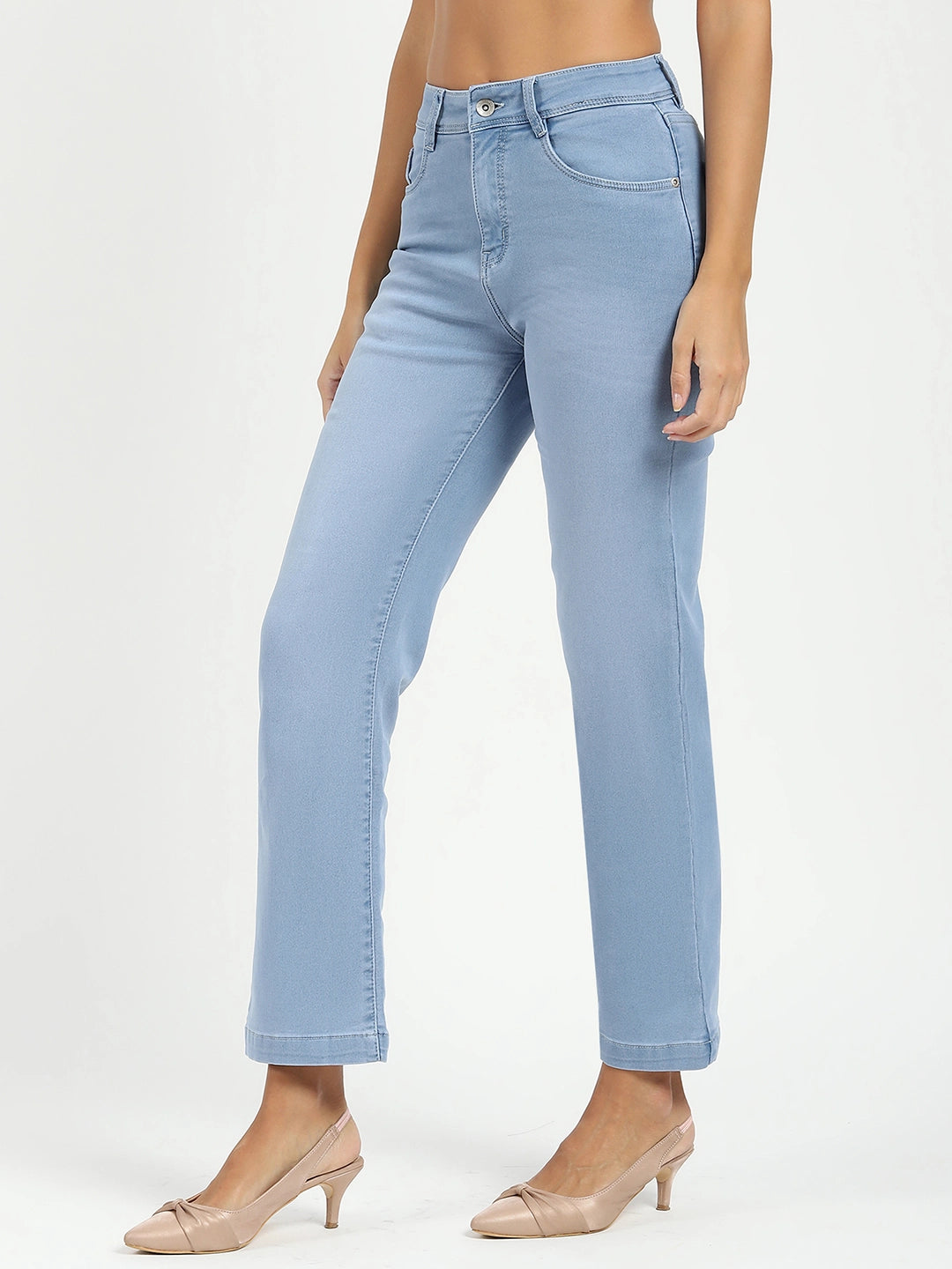 Blue High Waist Straight Jeans - Global Republic