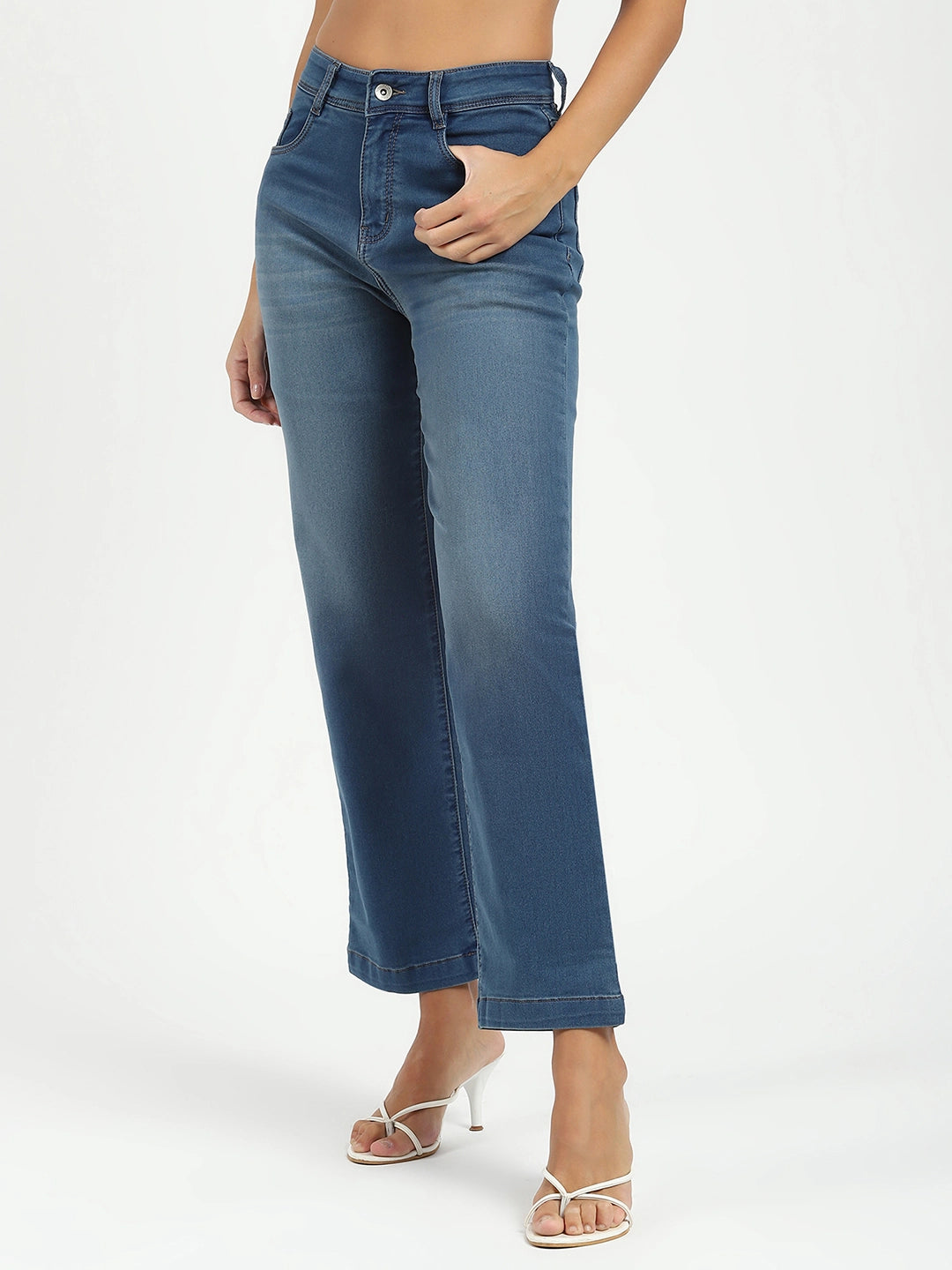 Blue Regular Fit Straight Jeans - Global Republic