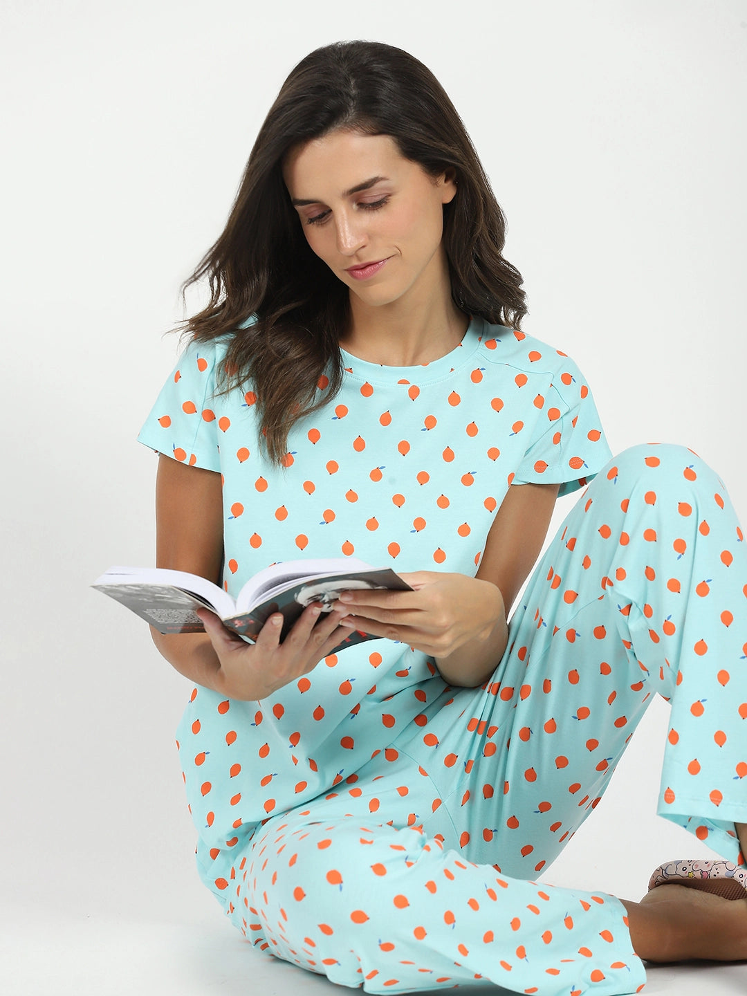 Sky Printed Cotton Nightsuit - Global Republic