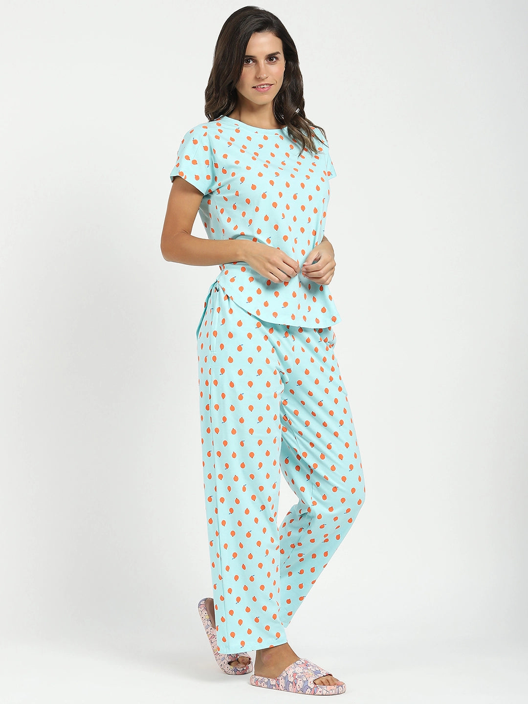 Sky Printed Cotton Nightsuit - Global Republic