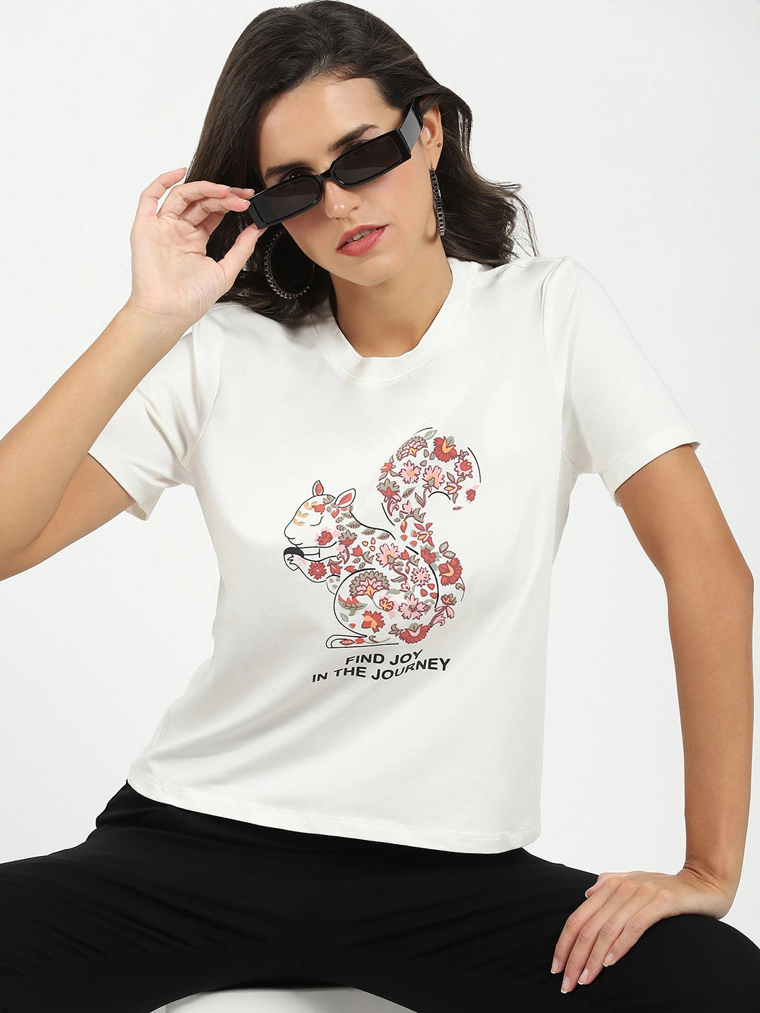 White Graphic Cotton Top - Global Republic