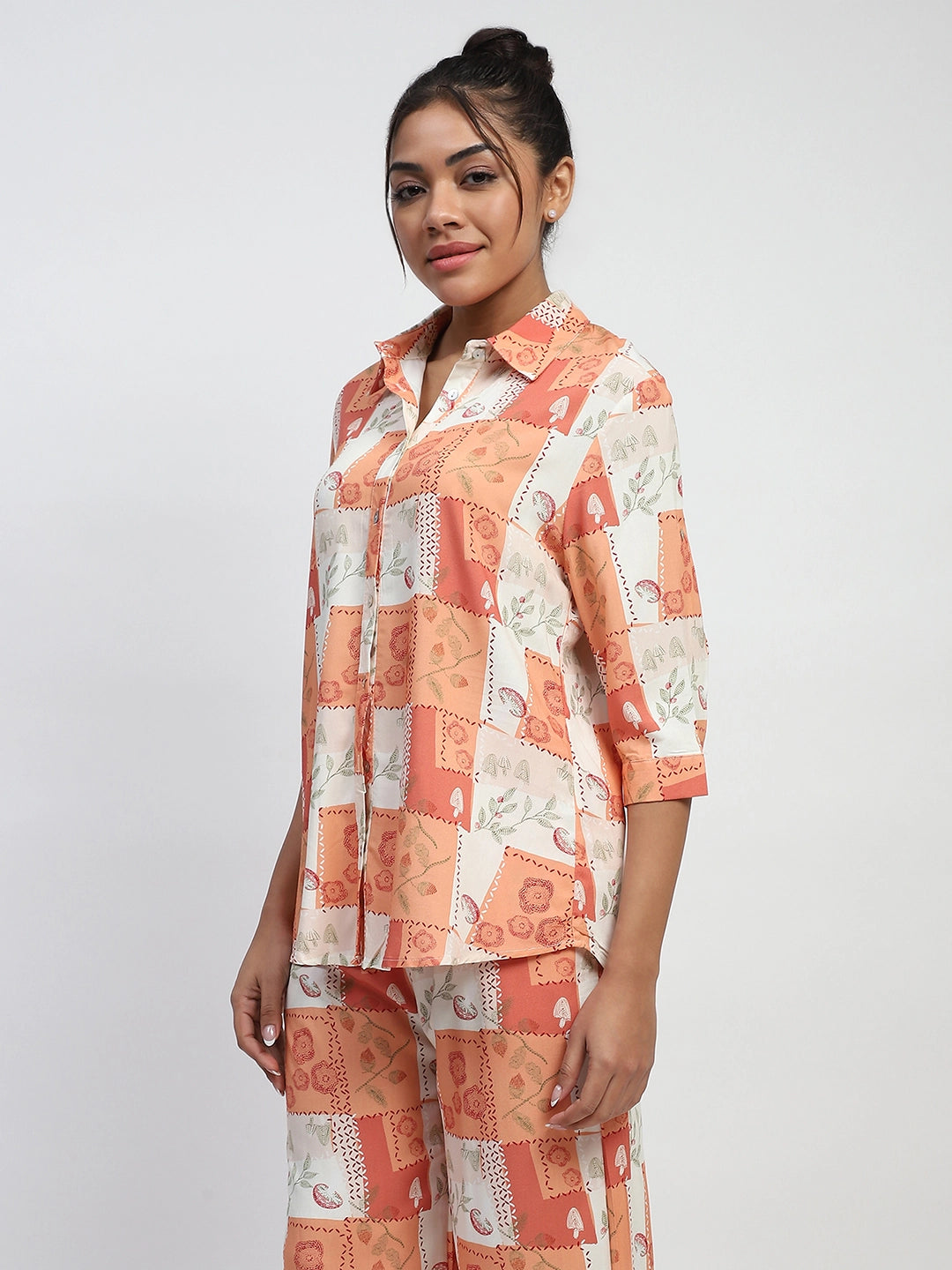 Brown Digital Print Rayon Shirt - Global Republic
