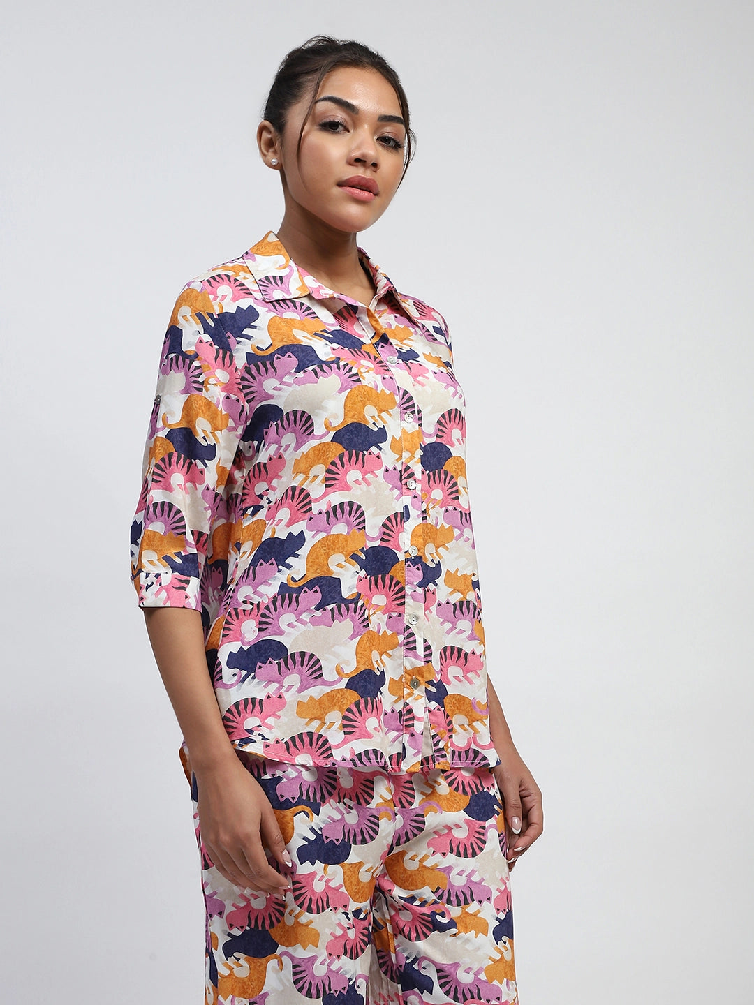 Multi Digital Print Rayon Loose Fit Shirt - Global Republic