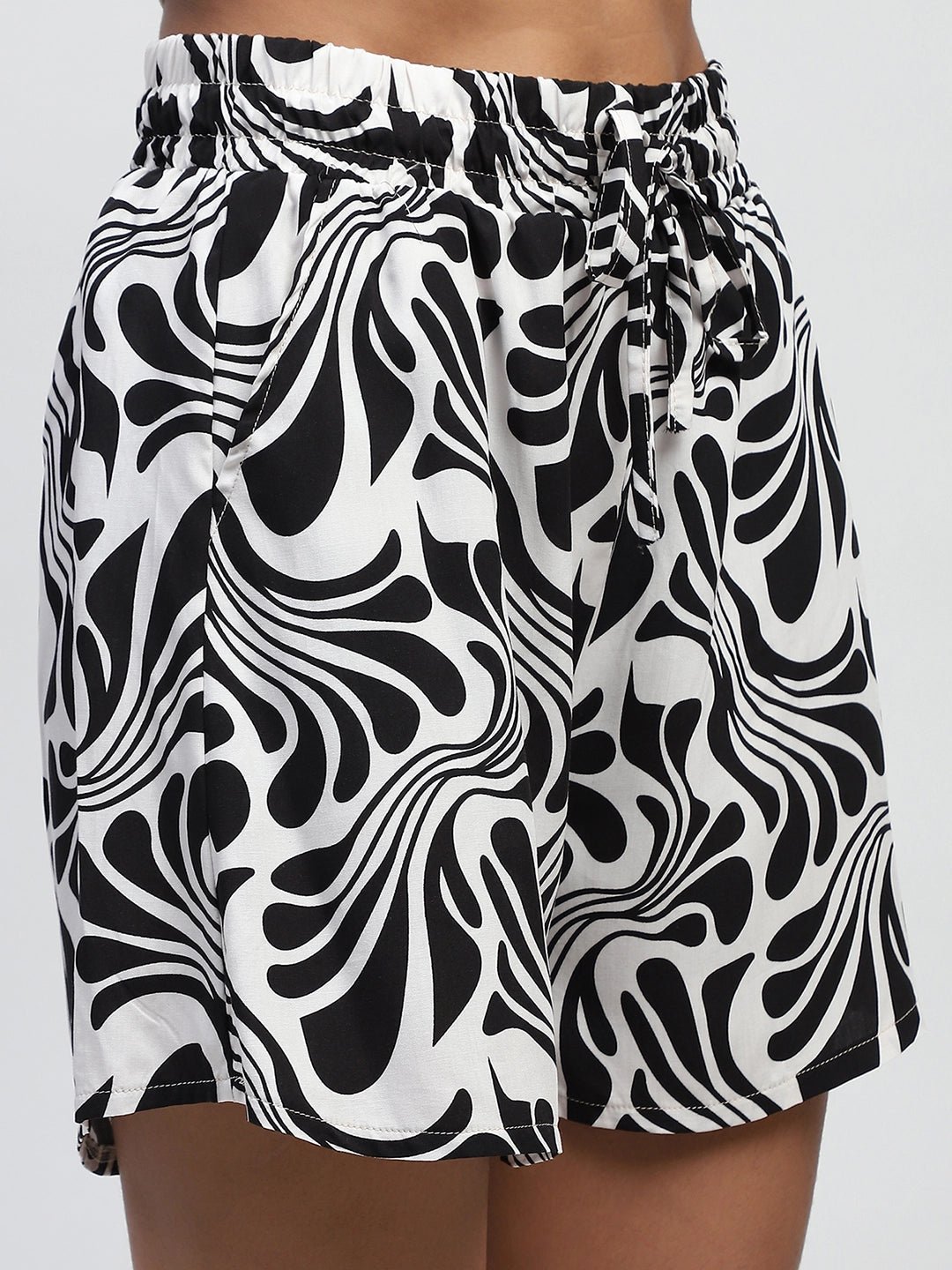 Abstract Print Rayon Loose Shorts - Global Republic