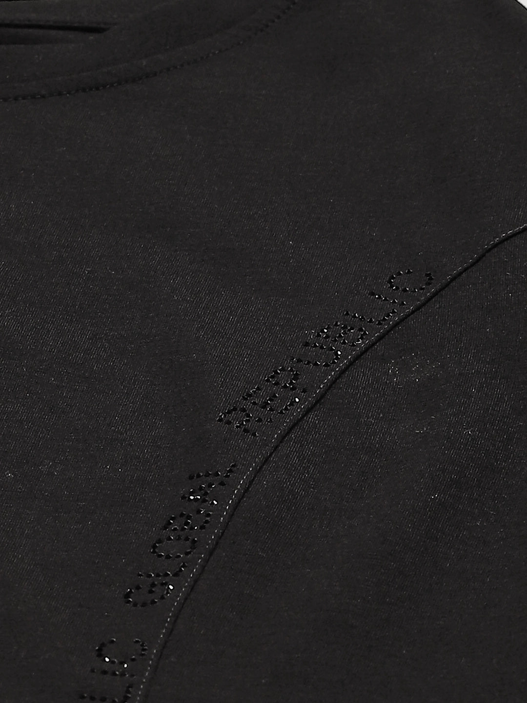 Black Cotton Embroidered Top - Global Republic